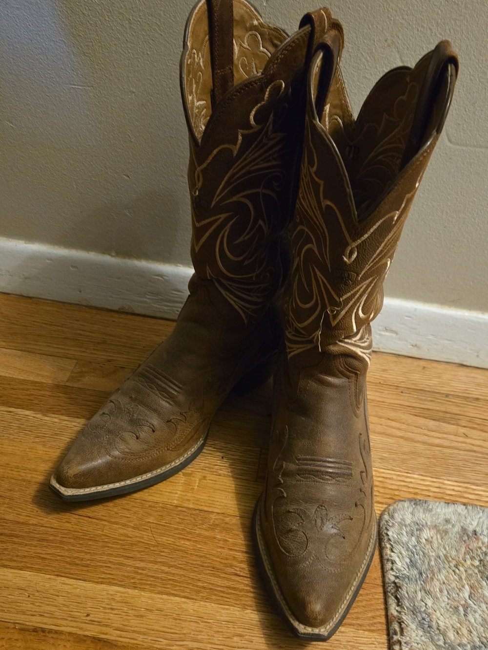 Ariat Women's Tan Western Embroidered Pointed-Toe Boots